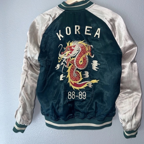 Sukajan Japan Korea Vintage Reversible Tiger Eagle Bomber 88-89 Jacket SZ Small - Picture 3 of 7